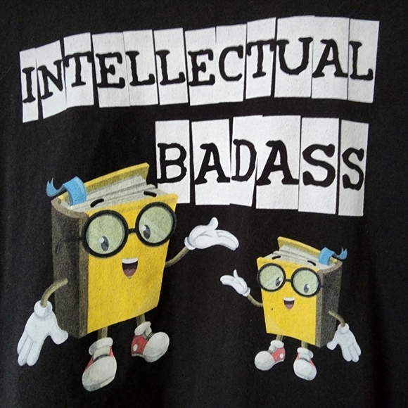 Intellectual Badass Black T Shirt L Book Worm Nerd Geek - Picture 3 of 10